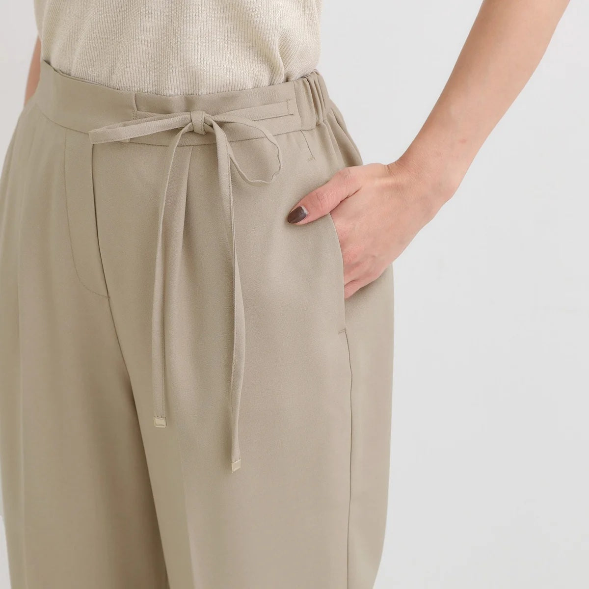 Waist Ribbon Relaxed Tapered